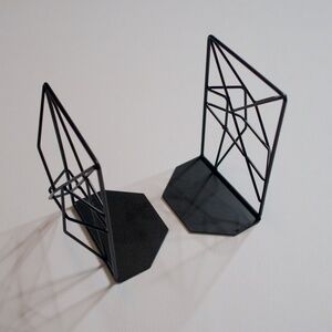 Black metal bookends